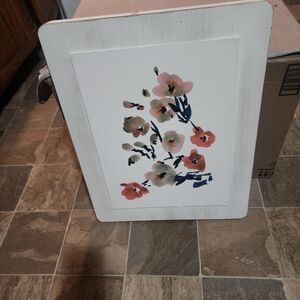 Floral Wall Art with Pink and Blue Accents 8 In Long 4 In Wide